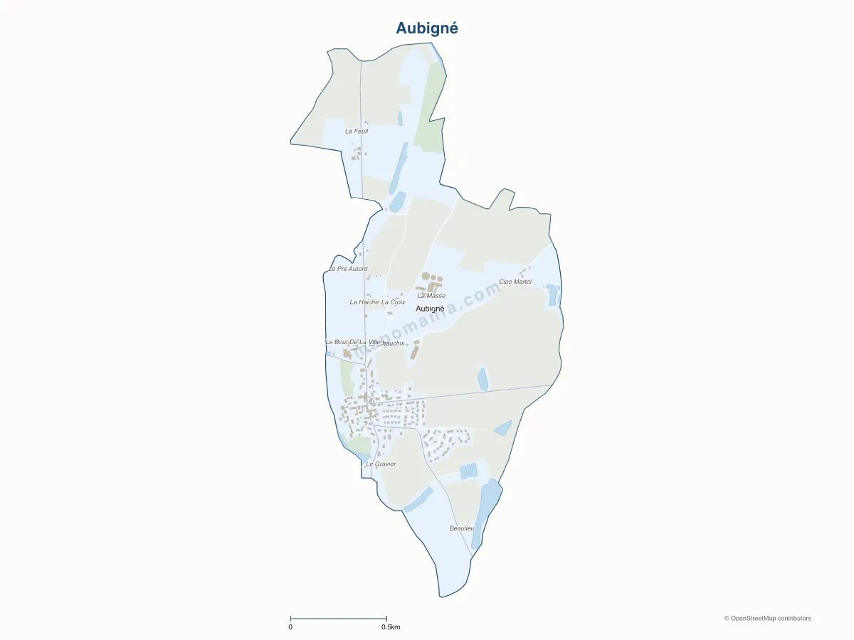 Carte de Aubigné à personnaliser