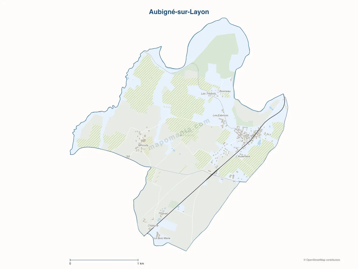 Carte de Aubigné-sur-Layon à personnaliser