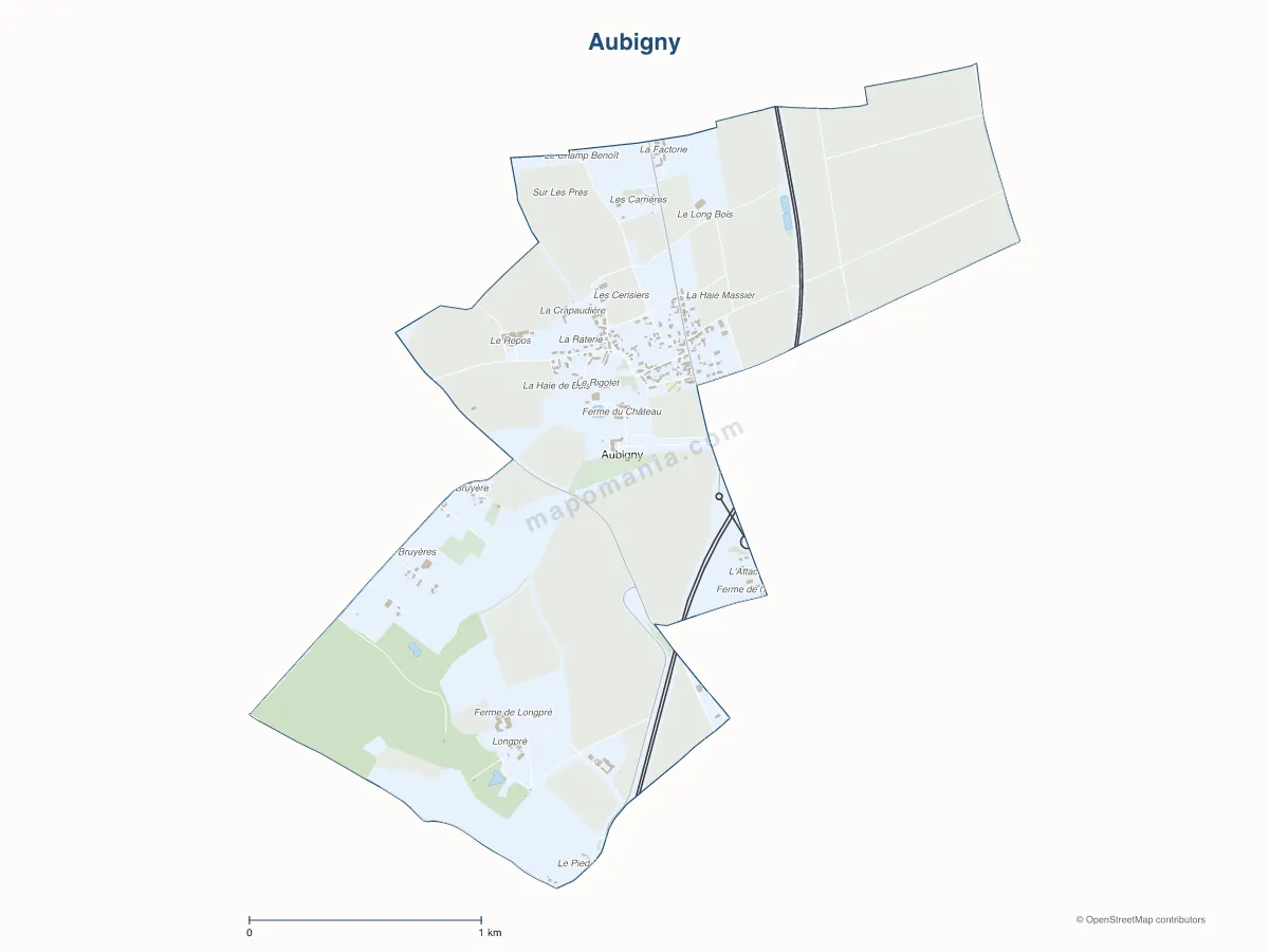 Carte de Aubigny à personnaliser
