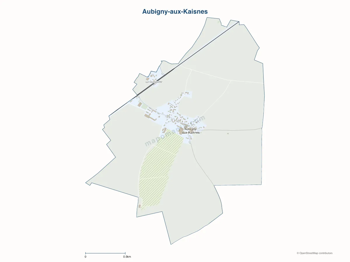 Carte de Aubigny-aux-Kaisnes à personnaliser