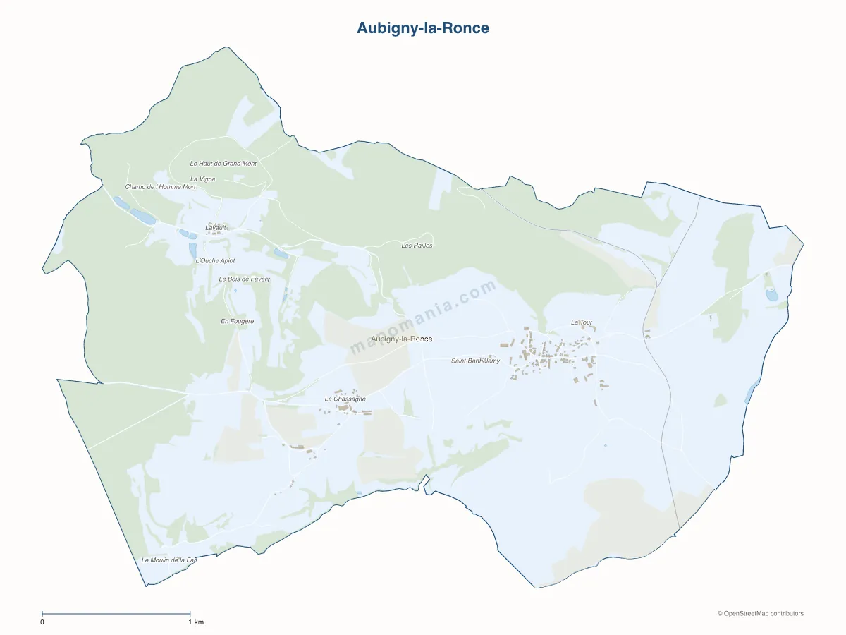 Carte de Aubigny-la-Ronce à personnaliser