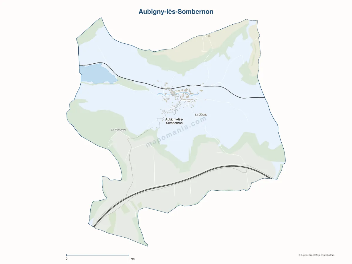 Carte de Aubigny-lès-Sombernon à personnaliser