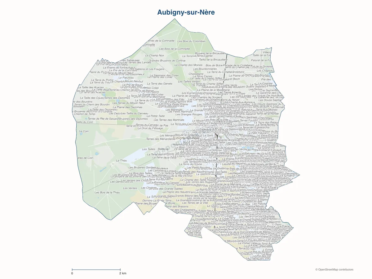 Carte de Aubigny-sur-Nère à personnaliser
