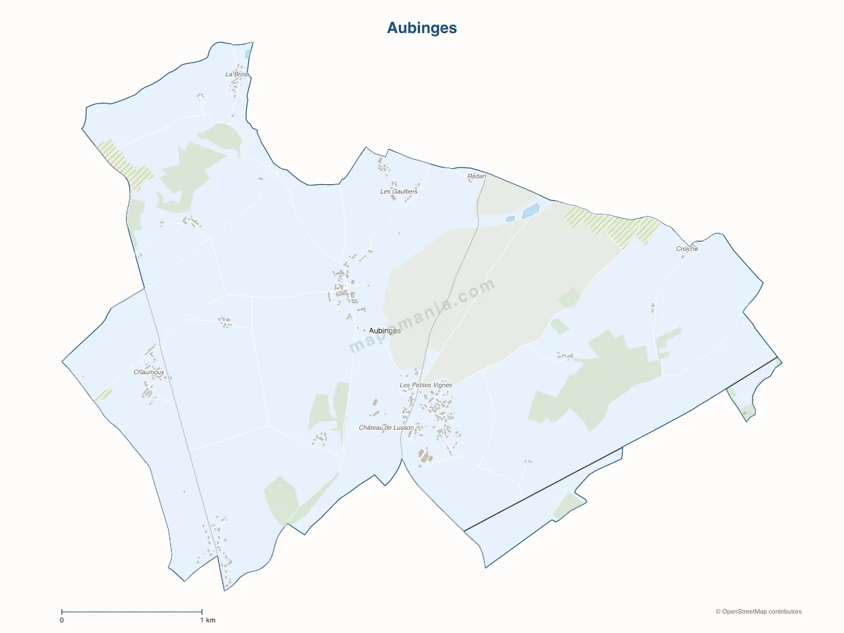 Carte de Aubinges à personnaliser