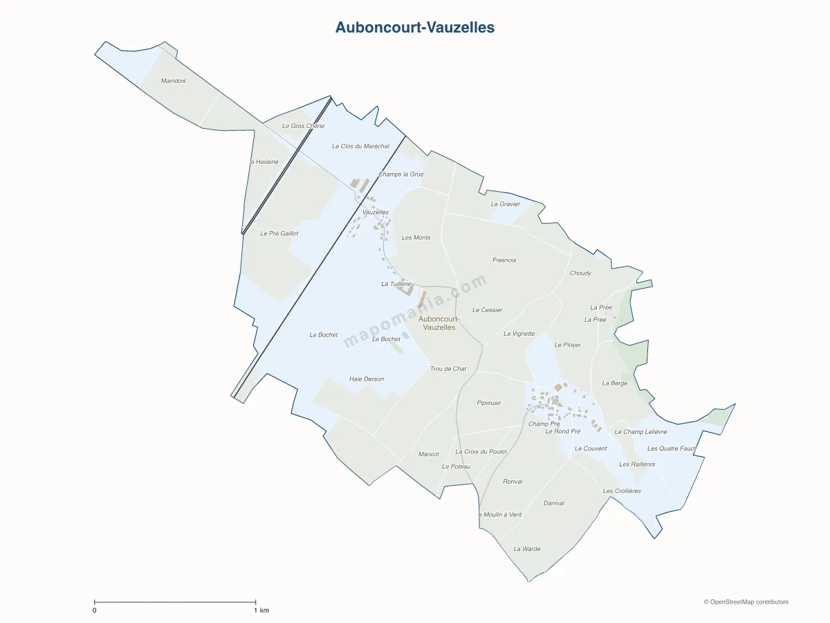 Carte de Auboncourt-Vauzelles à personnaliser