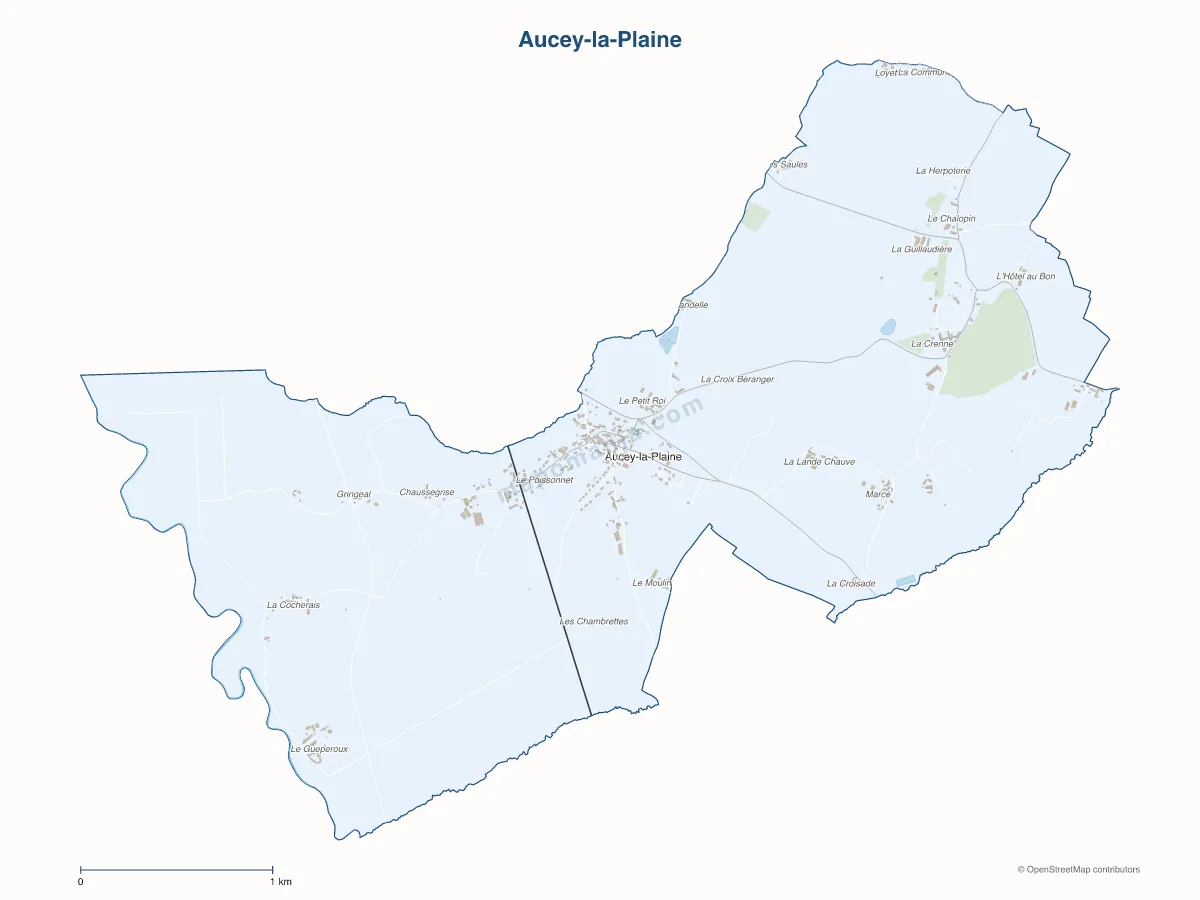 Carte de Aucey-la-Plaine à personnaliser
