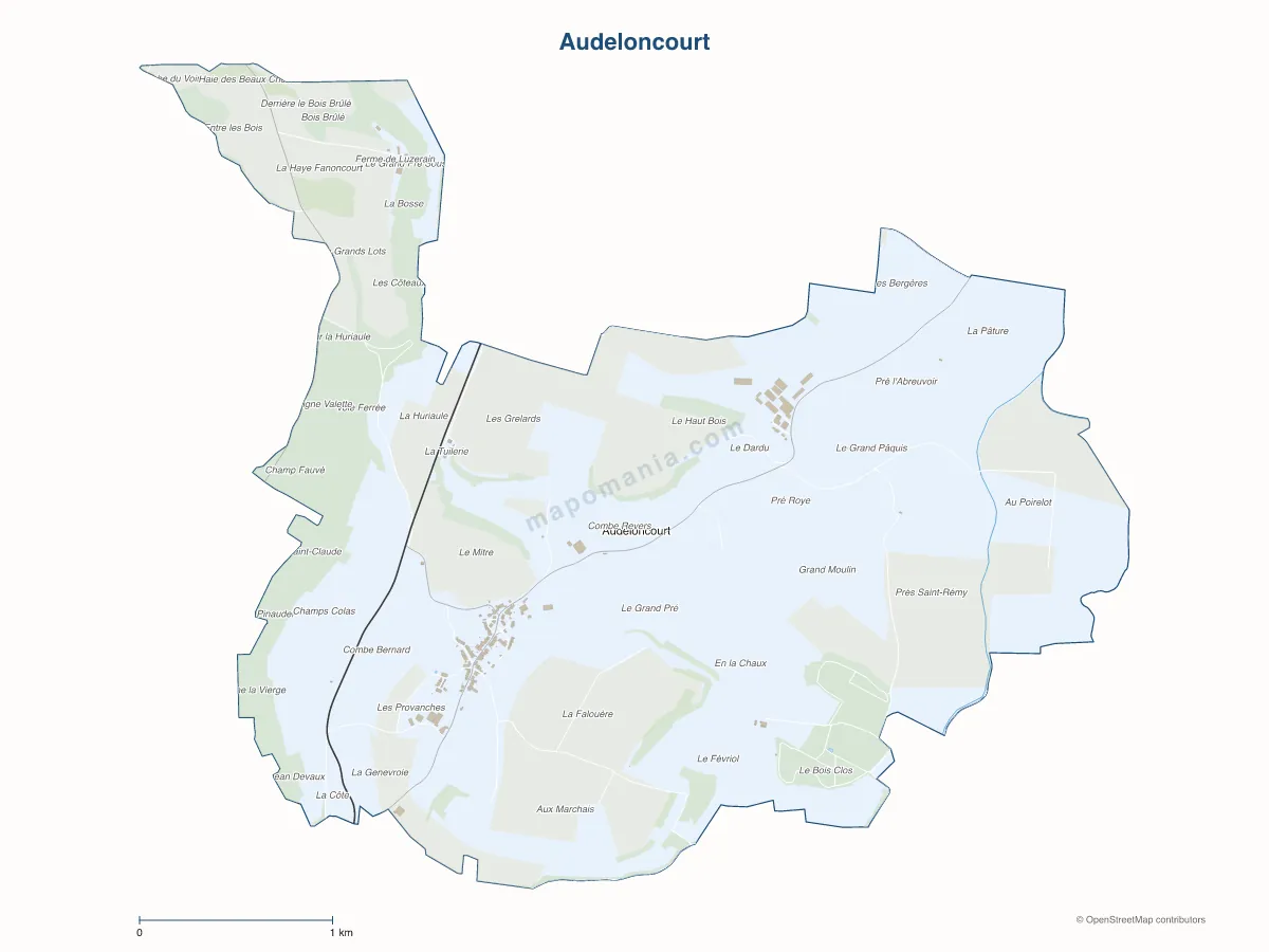 Carte de Audeloncourt à personnaliser