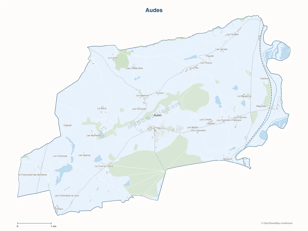Carte de Audes à personnaliser