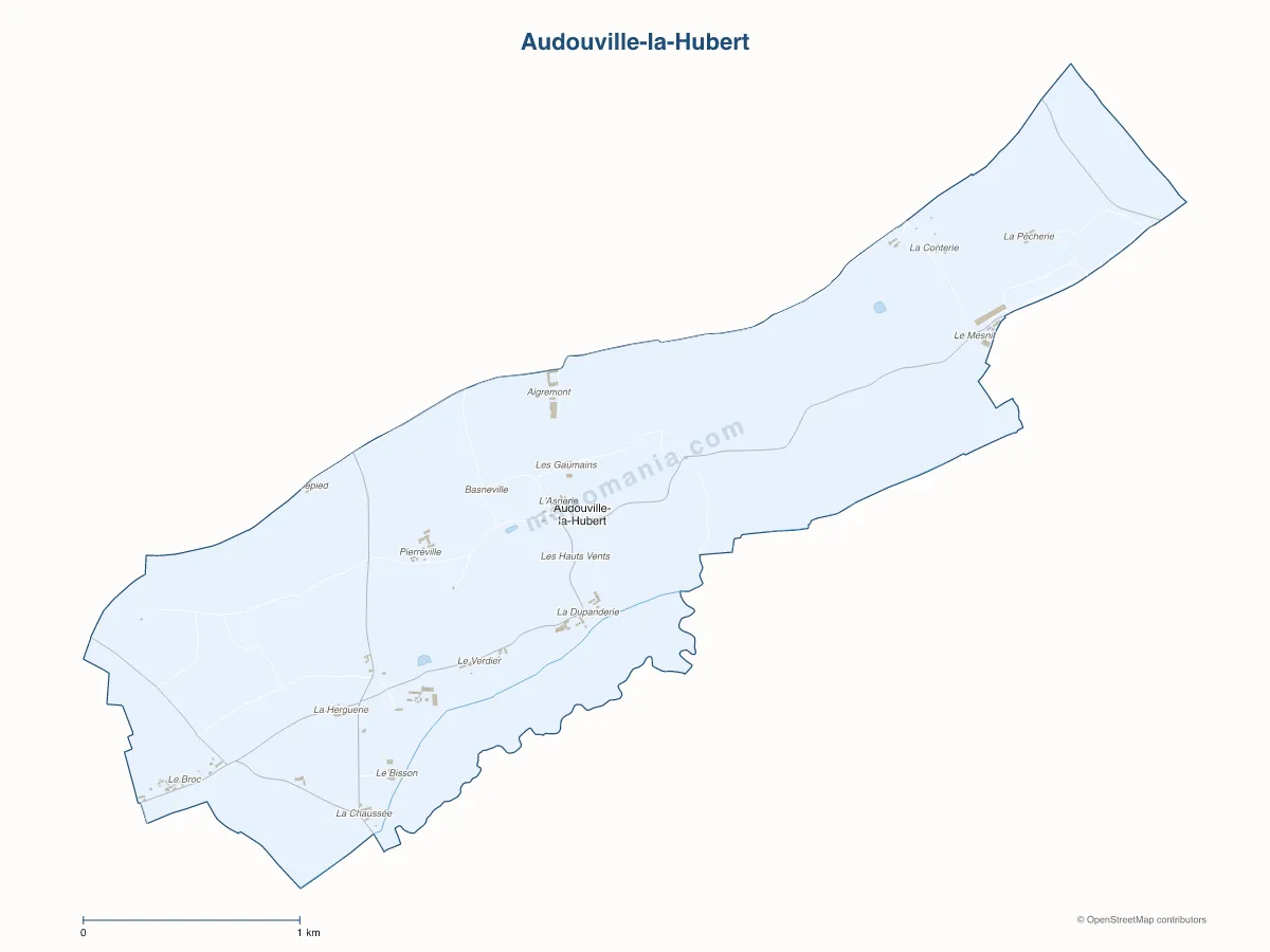 Carte de Audouville-la-Hubert à personnaliser