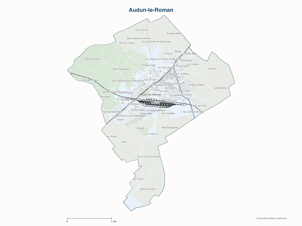 Carte de Audun-le-Roman à personnaliser