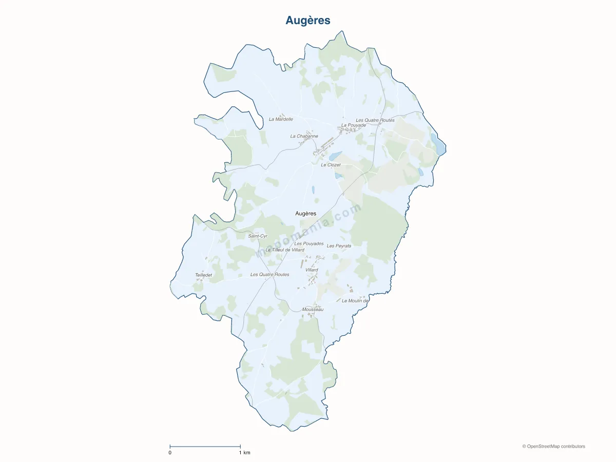 Carte de Augères à personnaliser