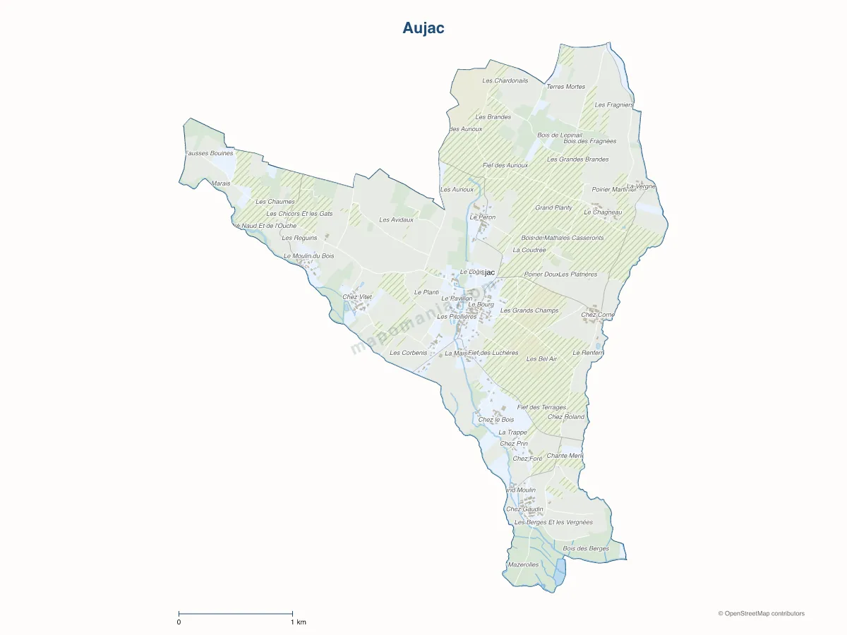 Carte de Aujac à personnaliser