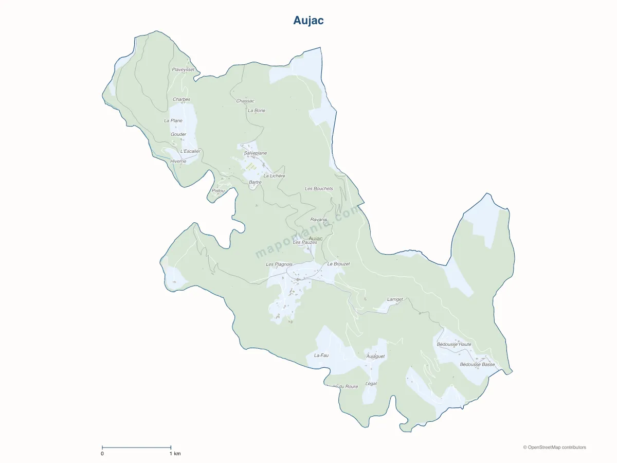 Carte de Aujac à personnaliser