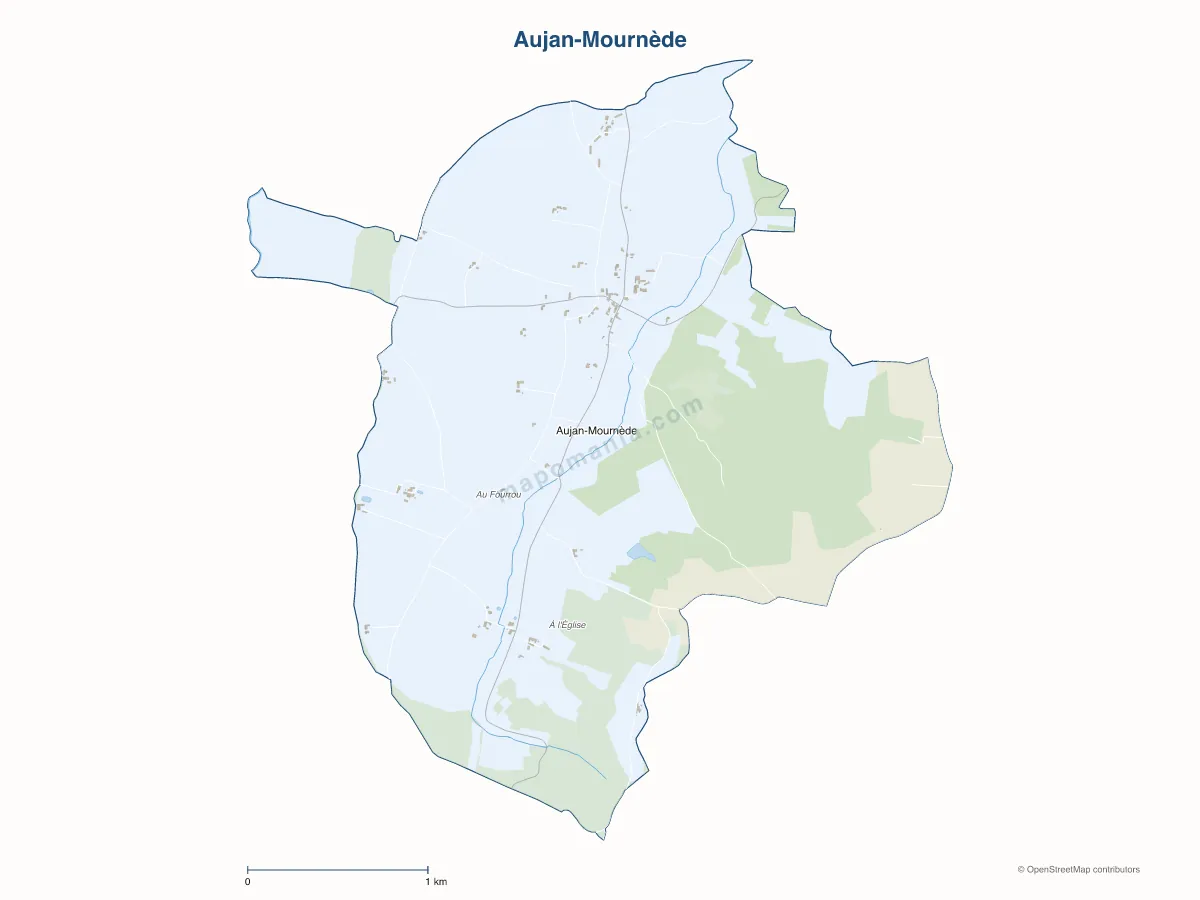 Carte de Aujan-Mournède à personnaliser