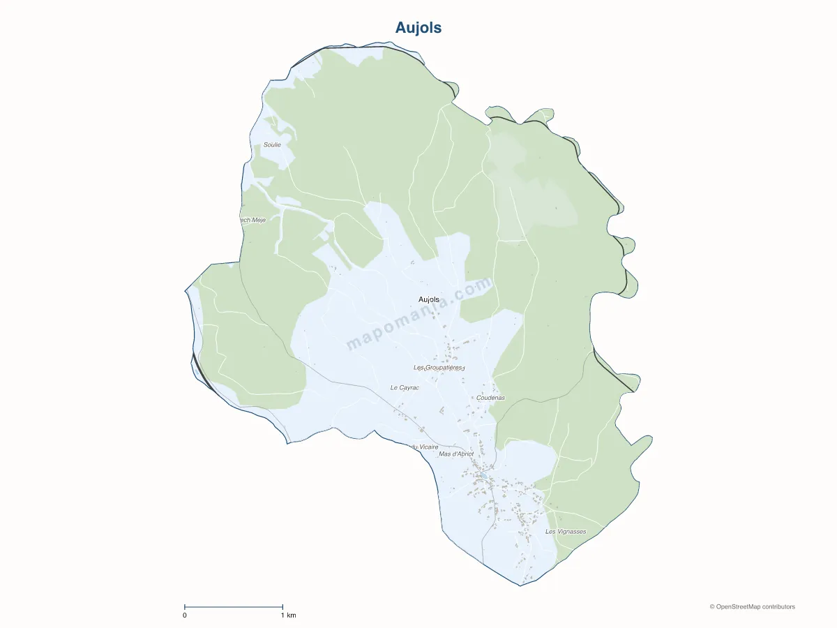 Carte de Aujols à personnaliser