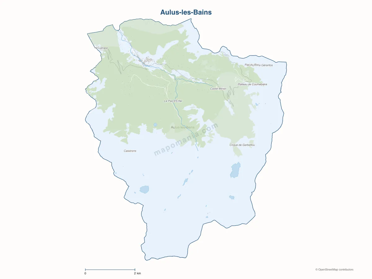 Carte de Aulus-les-Bains à personnaliser