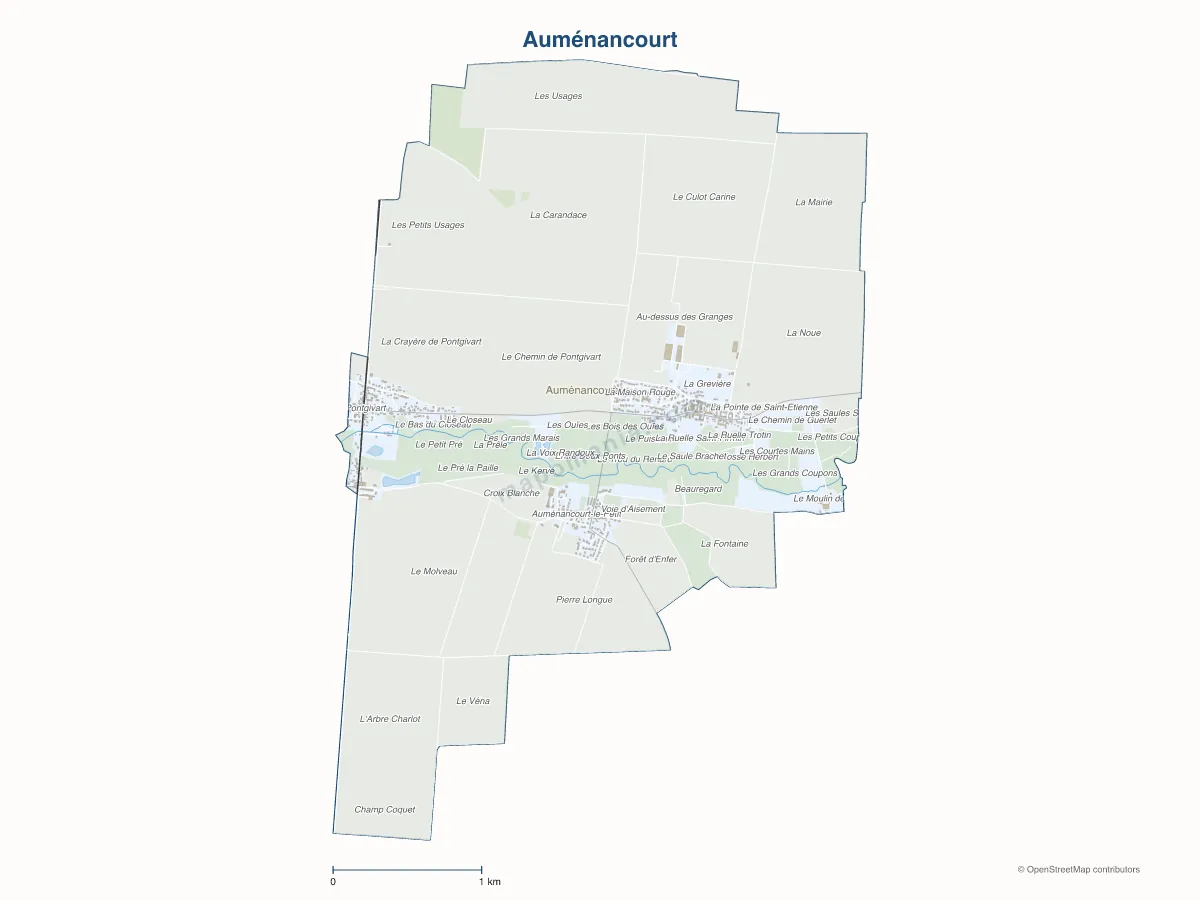 Carte de Auménancourt à personnaliser