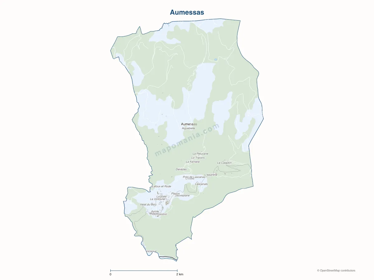 Carte de Aumessas à personnaliser