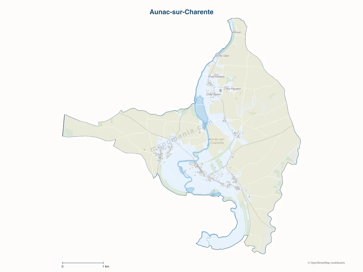 Carte de Aunac-sur-Charente à personnaliser