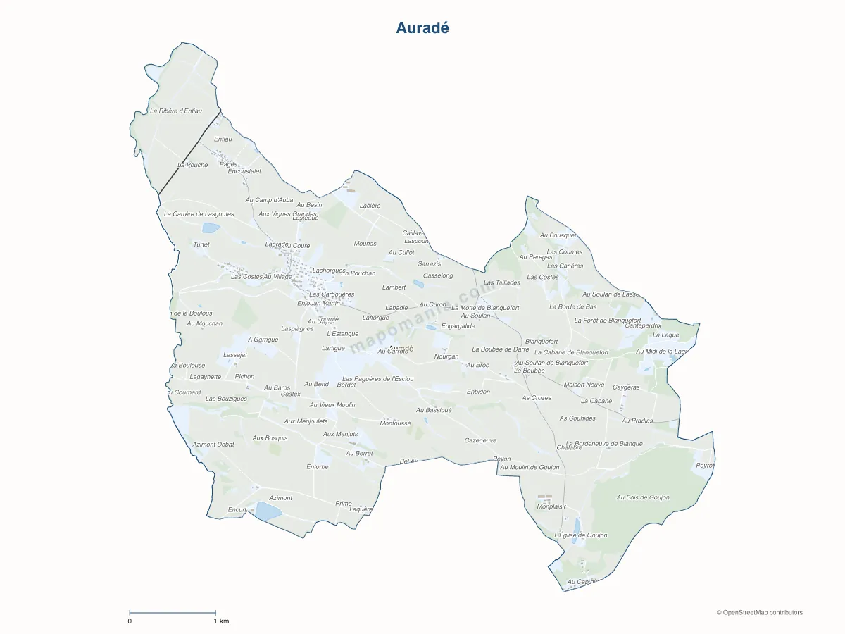 Carte de Auradé à personnaliser