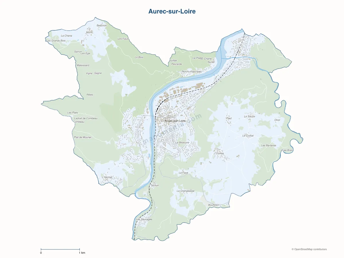 Carte de Aurec-sur-Loire à personnaliser