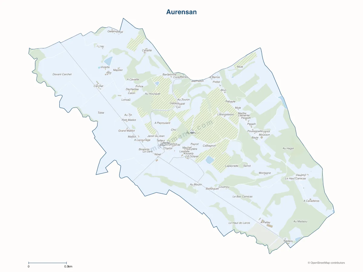 Carte de Aurensan à personnaliser