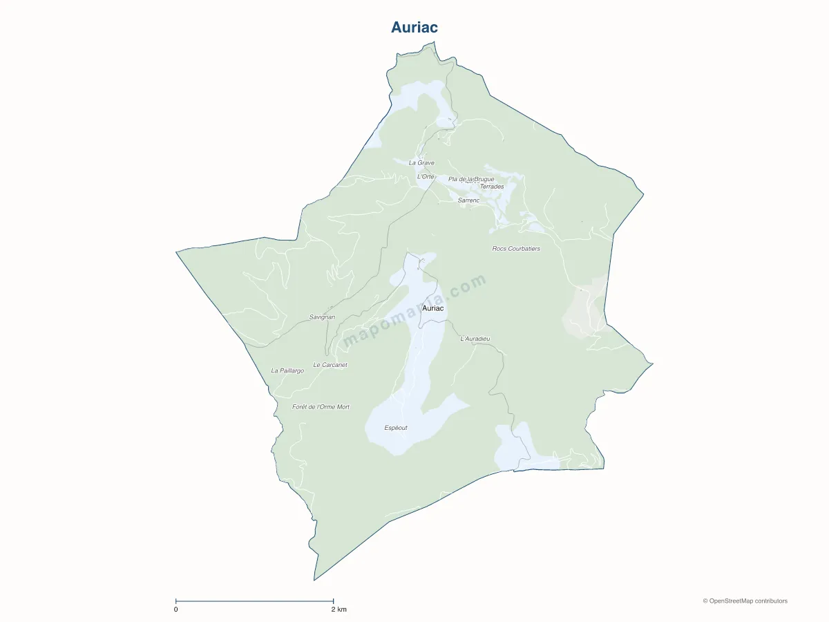 Carte de Auriac à personnaliser