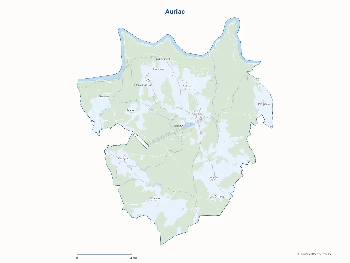 Carte de Auriac à personnaliser