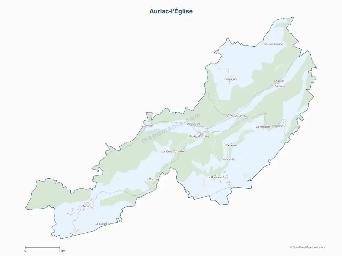 Carte de Auriac-l'Église à personnaliser