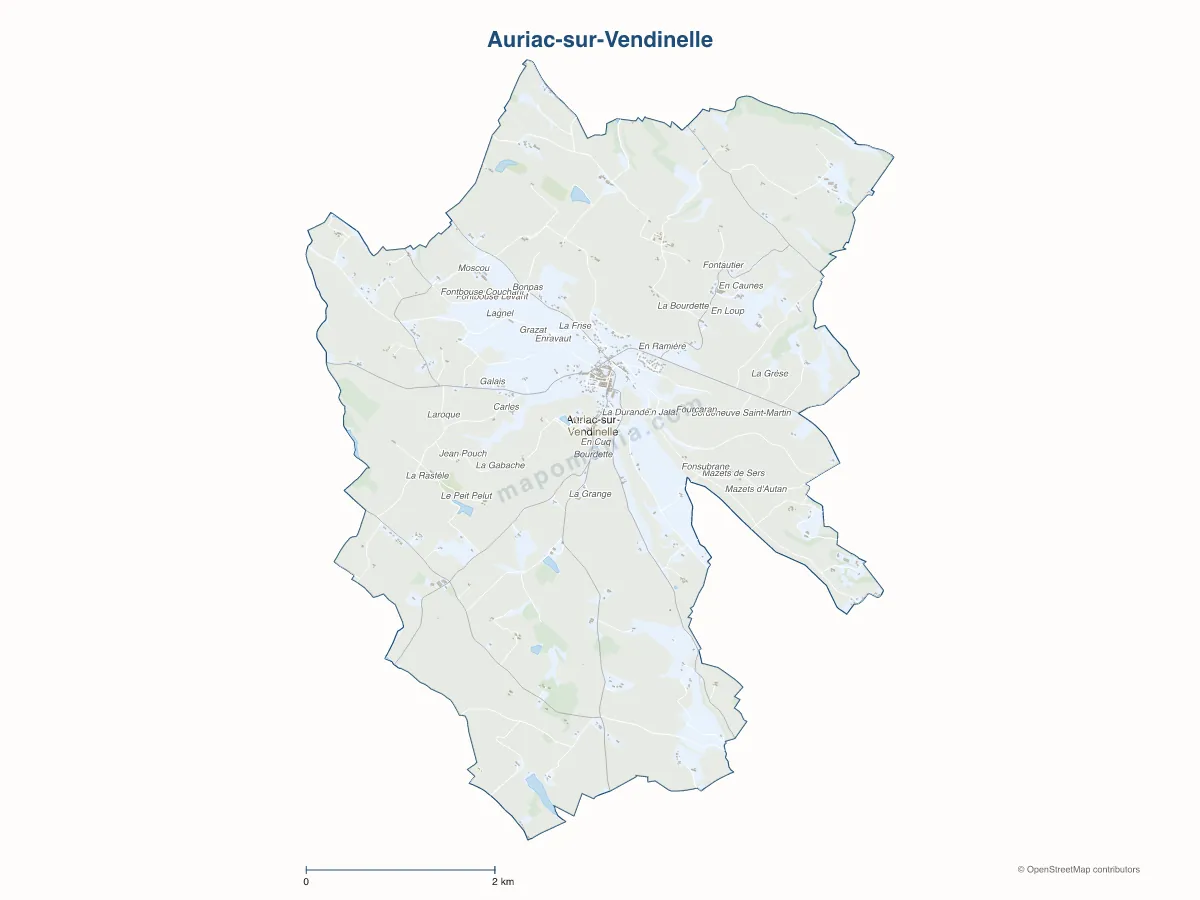 Carte de Auriac-sur-Vendinelle à personnaliser