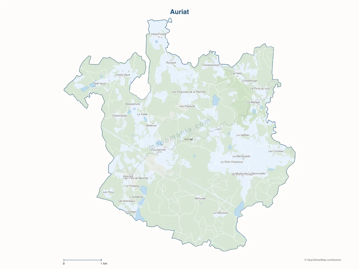 Carte de Auriat à personnaliser