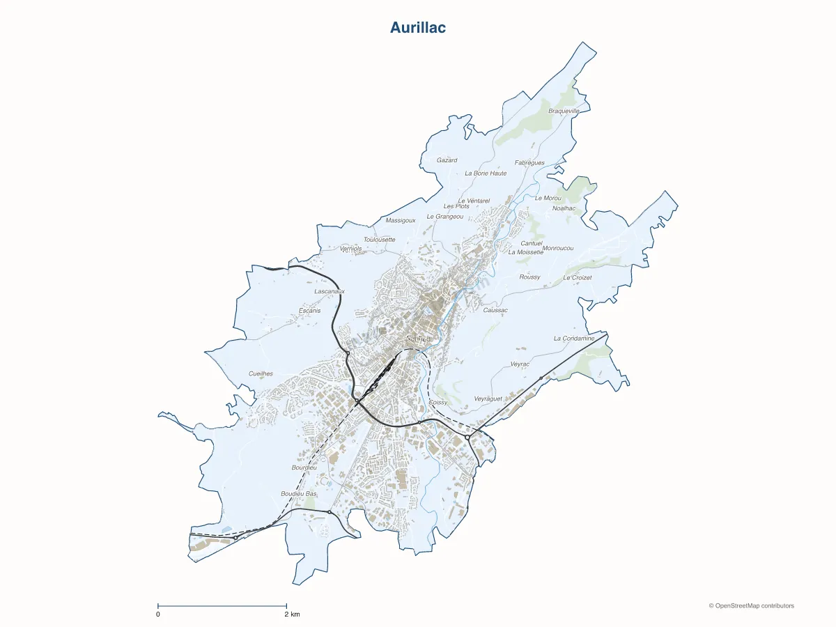 Carte de Aurillac à personnaliser