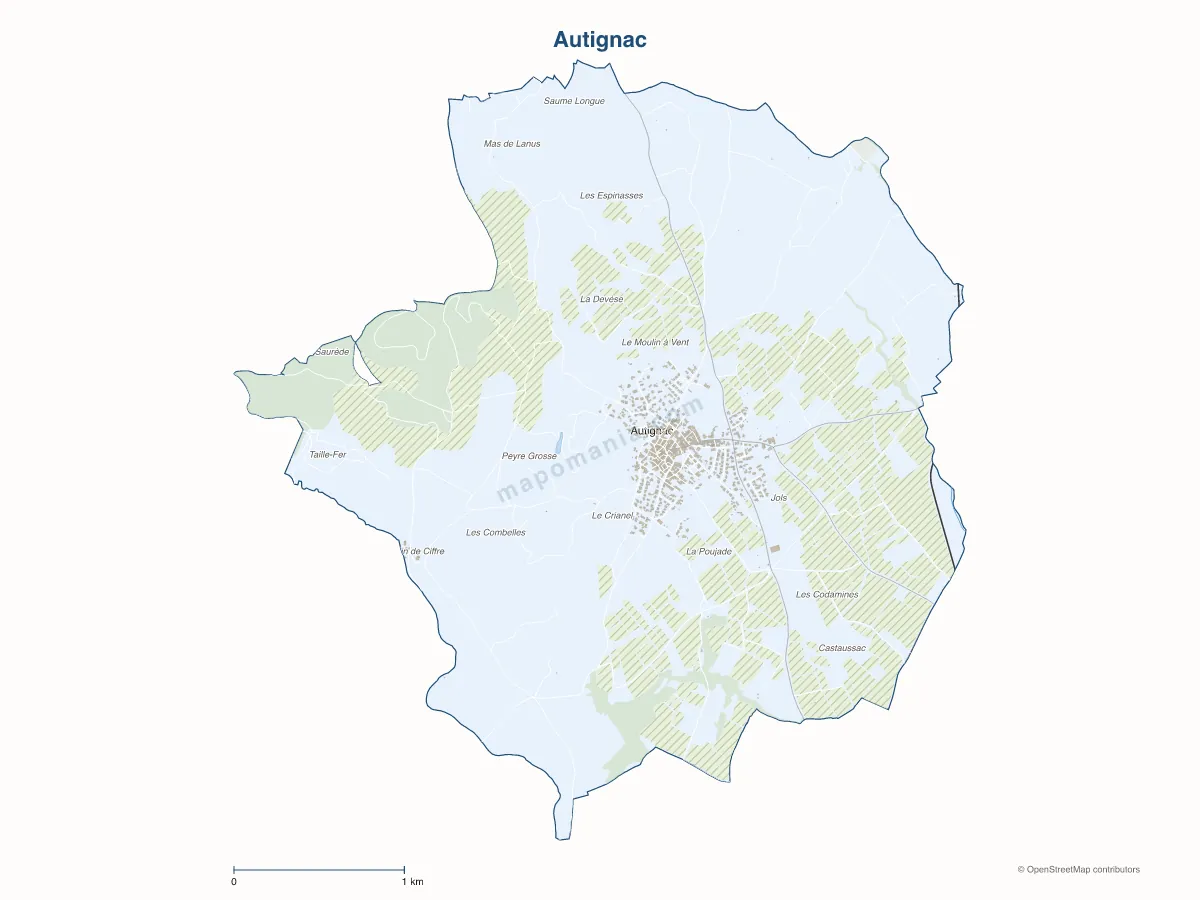 Carte de Autignac à personnaliser