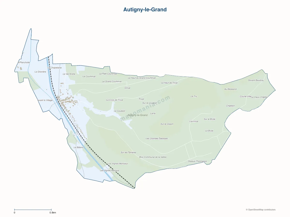 Carte de Autigny-le-Grand à personnaliser
