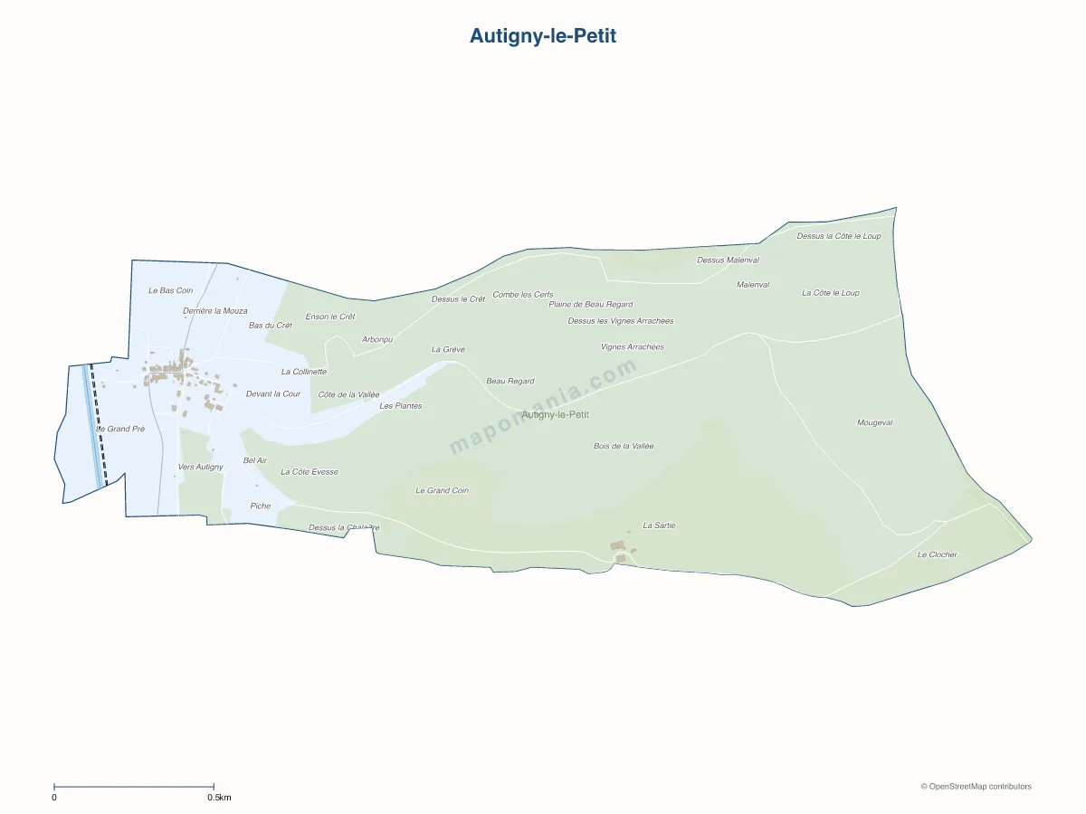 Carte de Autigny-le-Petit à personnaliser
