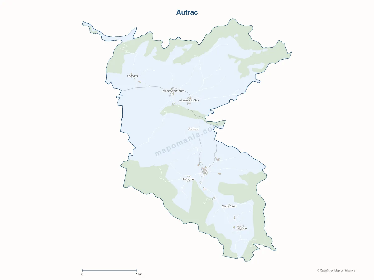 Carte de Autrac à personnaliser