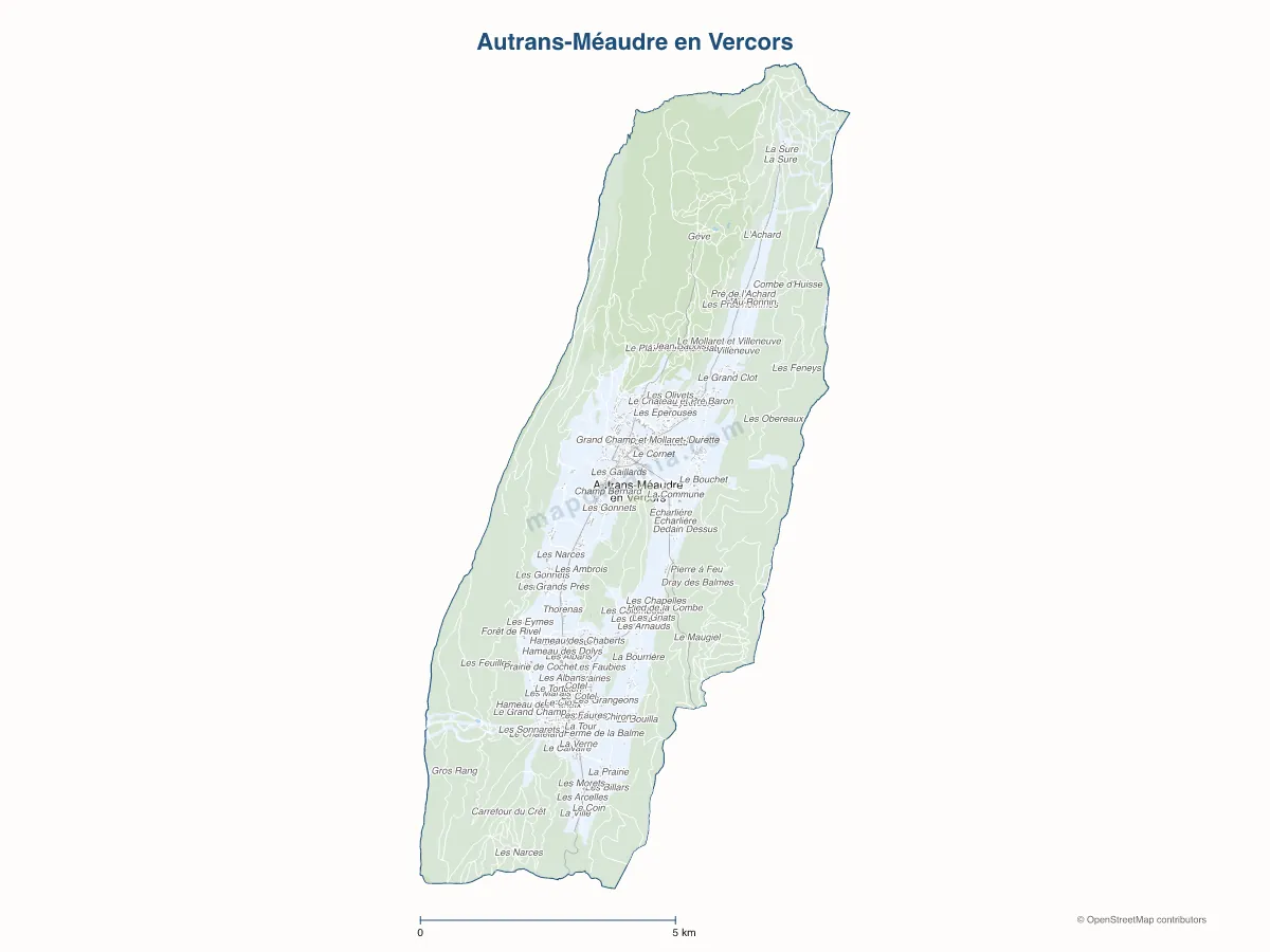 Carte de Autrans-Méaudre en Vercors à personnaliser