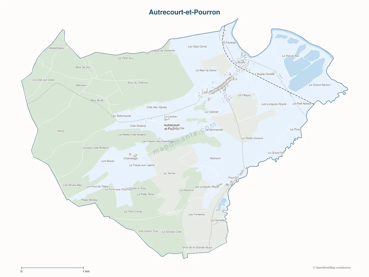 Carte de Autrecourt-et-Pourron à personnaliser