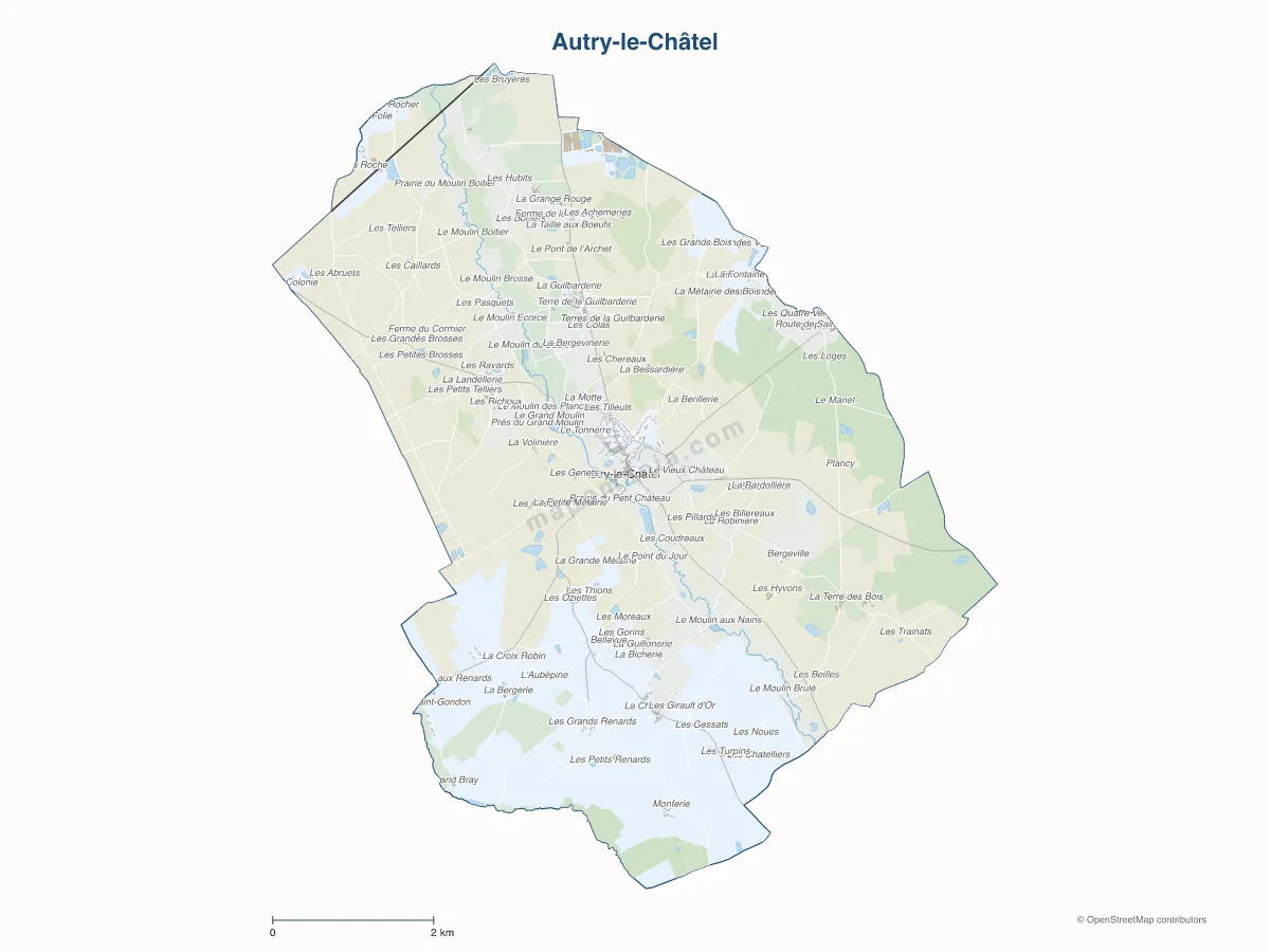Carte de Autry-le-Châtel à personnaliser