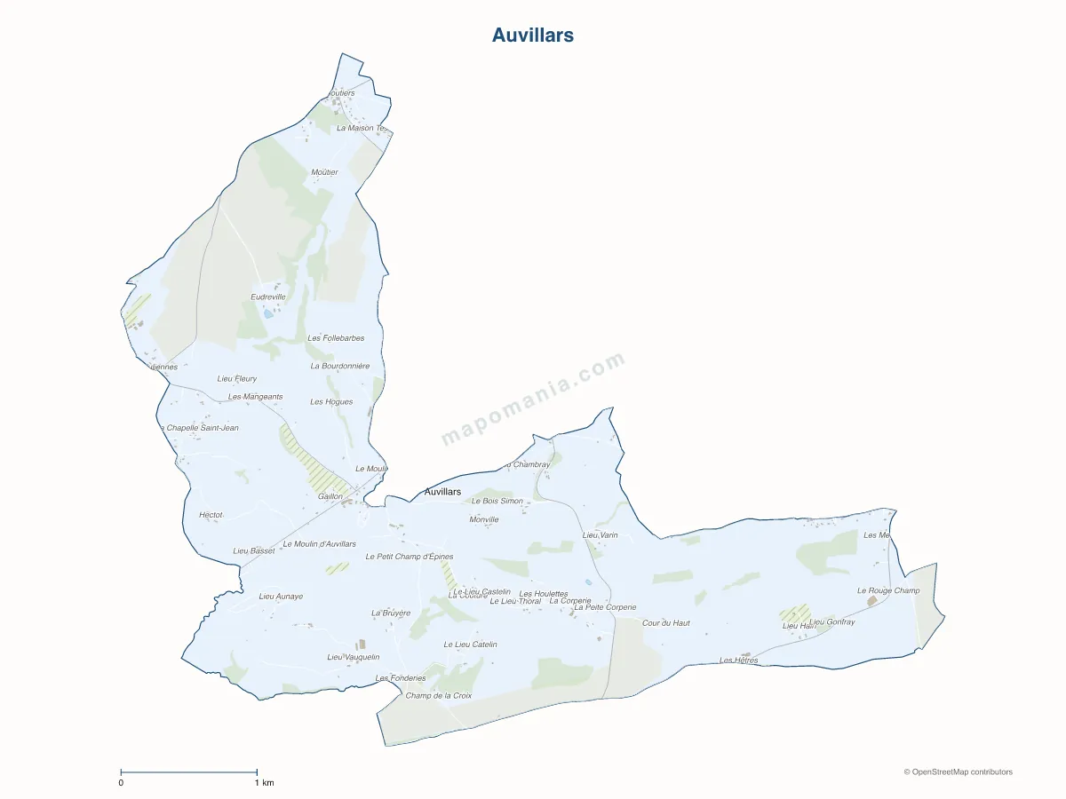 Carte de Auvillars à personnaliser