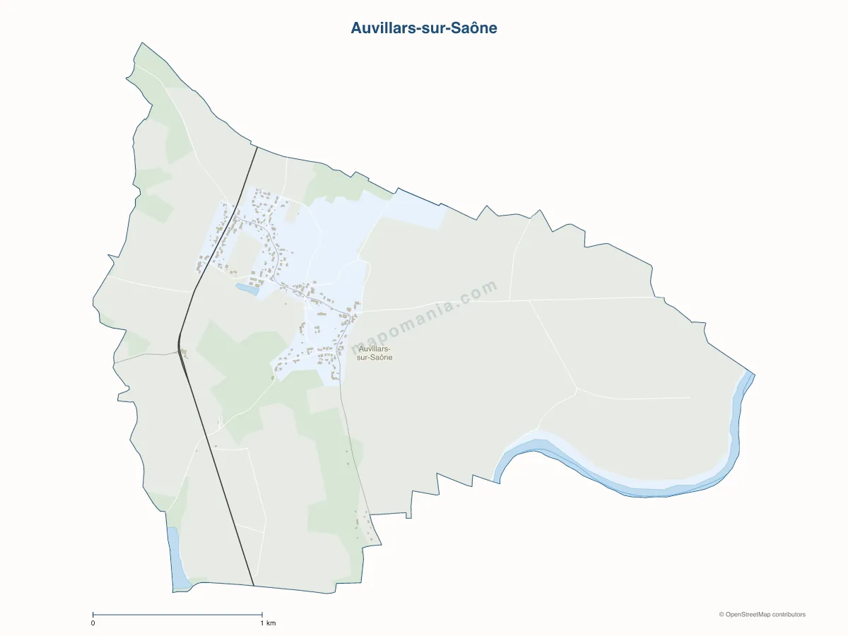 Carte de Auvillars-sur-Saône à personnaliser