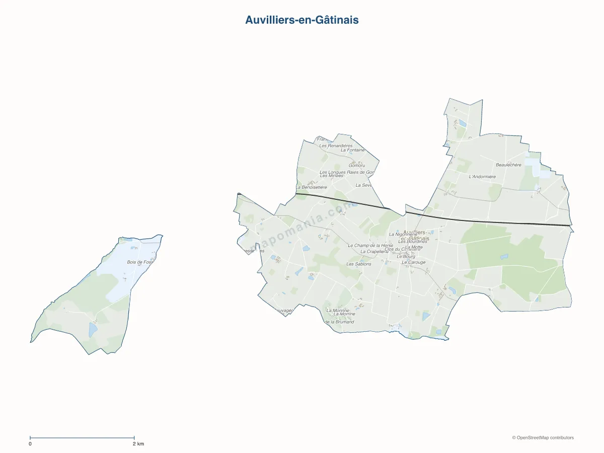 Carte de Auvilliers-en-Gâtinais à personnaliser