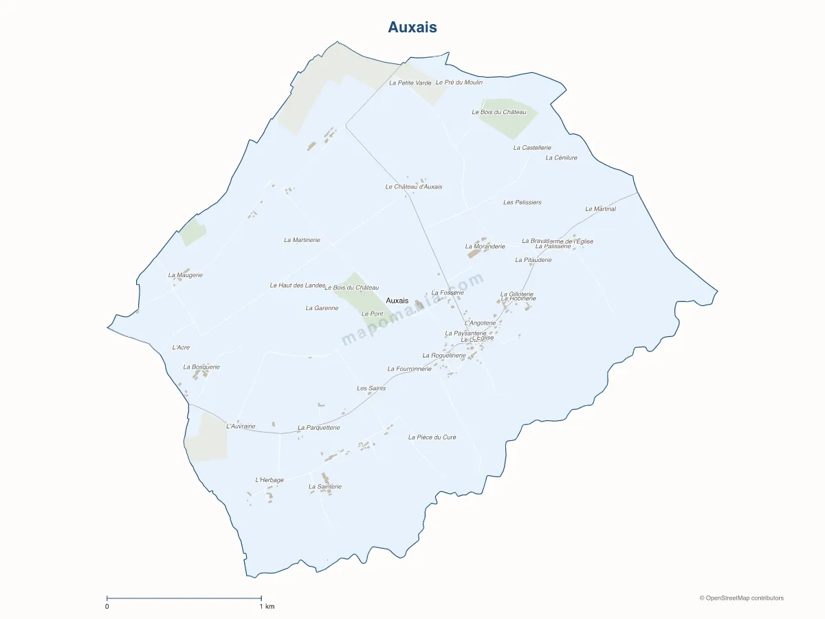 Carte de Auxais à personnaliser