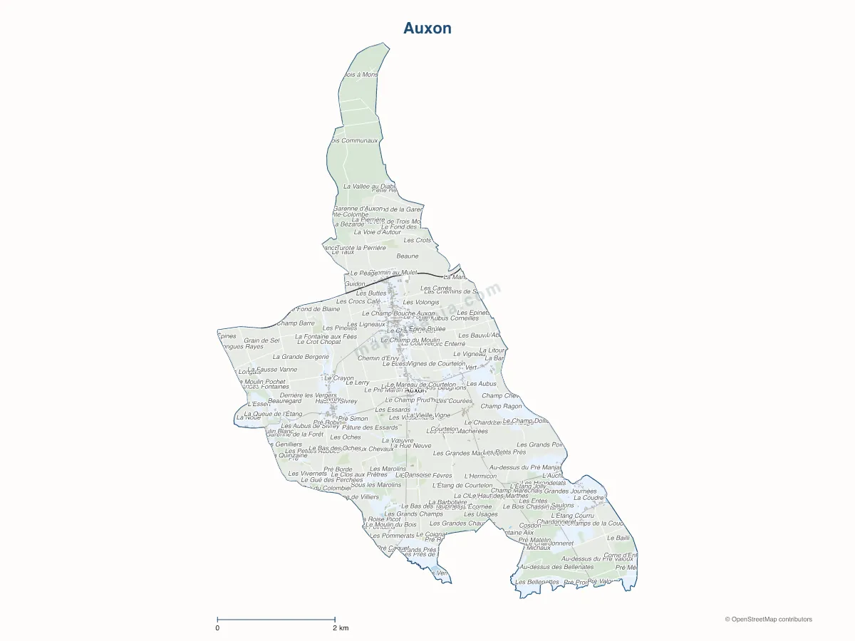 Carte de Auxon à personnaliser