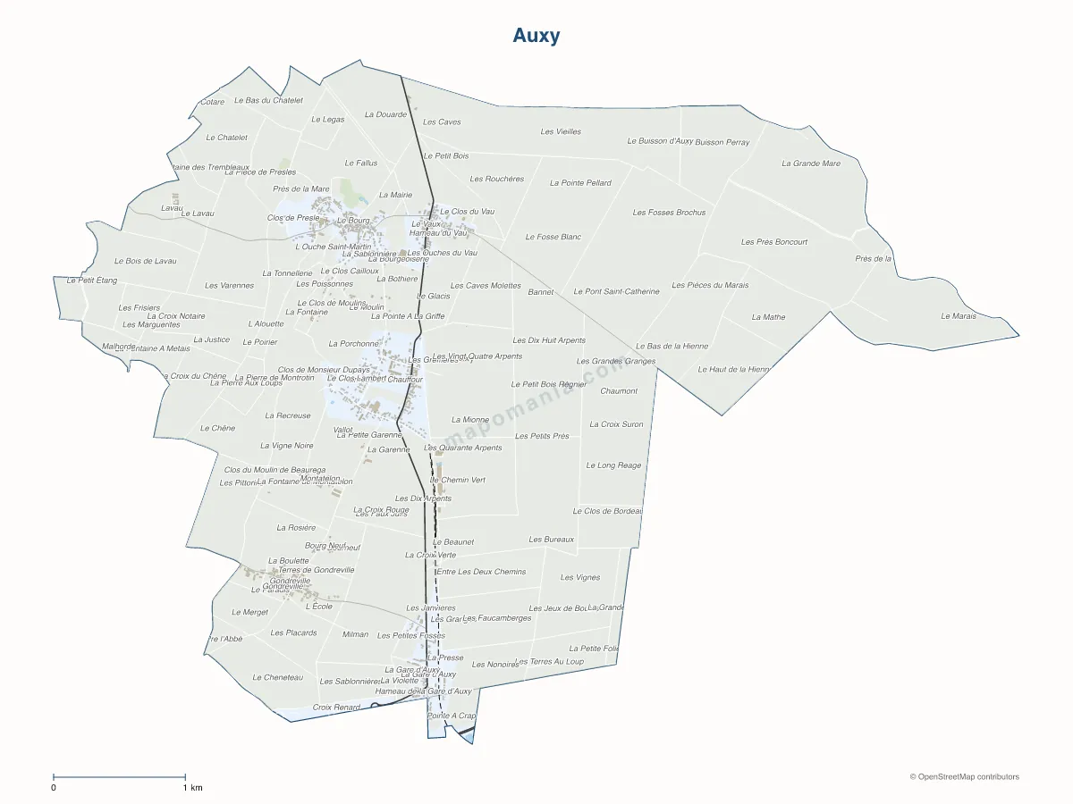 Carte de Auxy à personnaliser