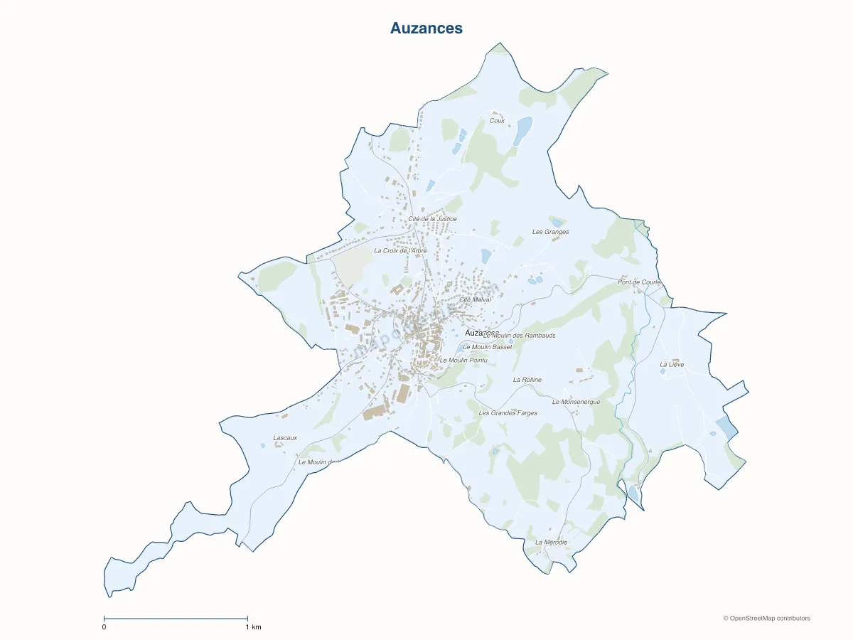 Carte de Auzances à personnaliser