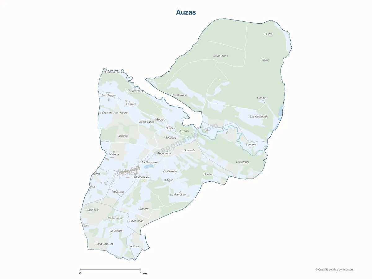 Carte de Auzas à personnaliser