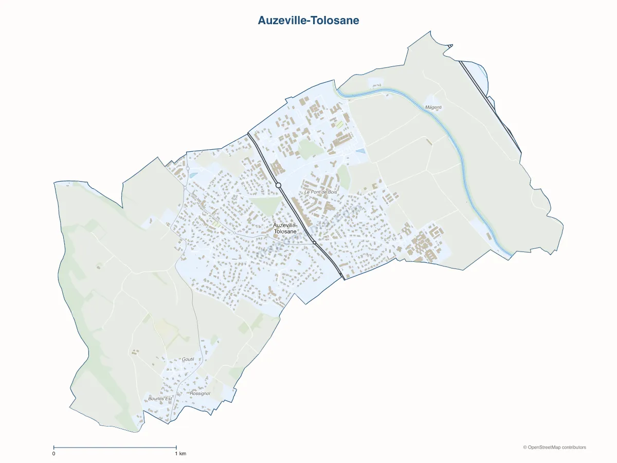 Carte de Auzeville-Tolosane à personnaliser