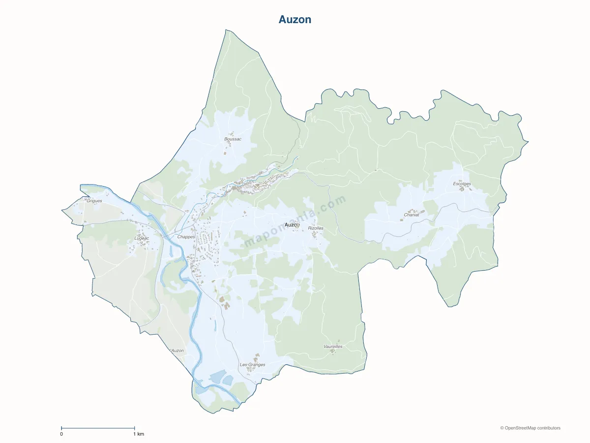 Carte de Auzon à personnaliser