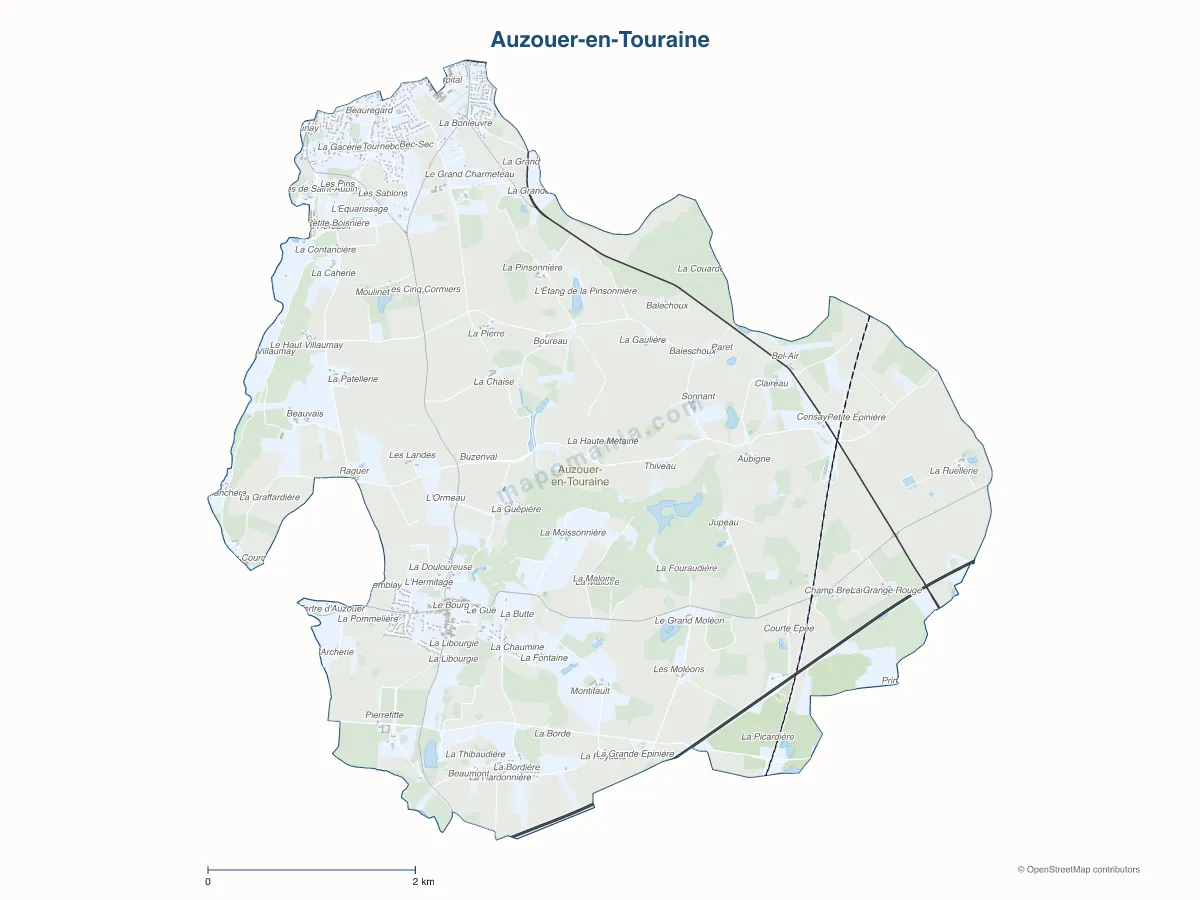 Carte de Auzouer-en-Touraine à personnaliser